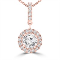 0.96 Ct Ladies Round Cut Diamond Solitaire Pendant Rose Gold 0.96 Ct Ladies Round Cut Diamond Solitaire Pendant Rose Gold